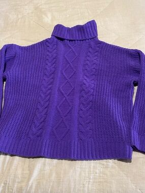 Luvlink Link Purple Cable Knit Turtleneck Sweater
